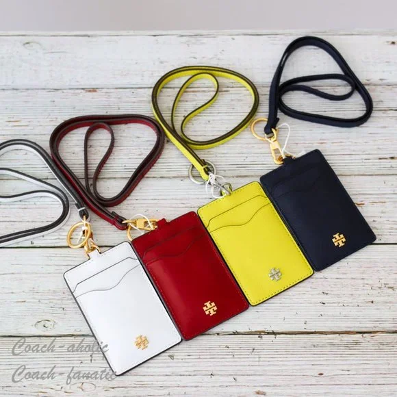NWT Tory Burch Emerson Leather Lanyard ID Credit Card Holder